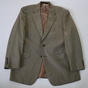 Chaps 40R Gold Check‎ Silk Wool Mens Blazer Suit Jacket Sport Coat